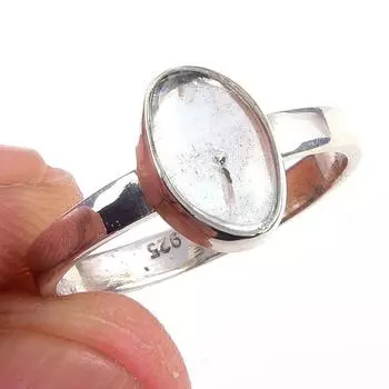 Кольцо ручной работы из чистого серебра 925 пробы с натуральным аквамарином S.6.5 Q8W51