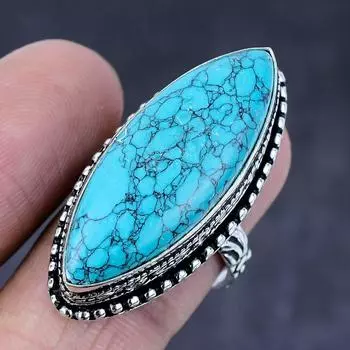 Кольцо ручной работы из натурального серебра 925 пробы с бирюзой Santa Rosa S.9 o0S19