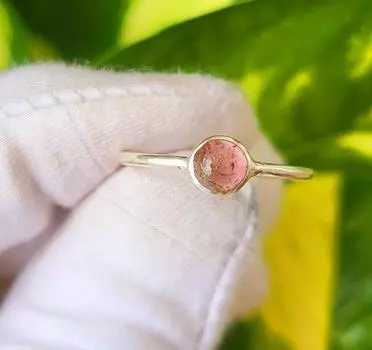 Кольцо ручной работы из серебра 925 пробы с натуральным розовым турмалином, размер 7,75 США, подарочный набор из 100 штук 7.75 US