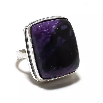 Кольцо ручной работы из серебра 925 пробы с русским чароитом, размер 6,5 O1M43