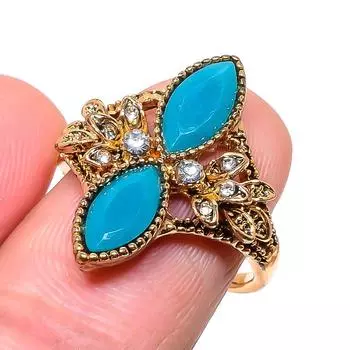 Кольцо ручной работы из смитсонита, кубического циркония, размер 8 z5c13