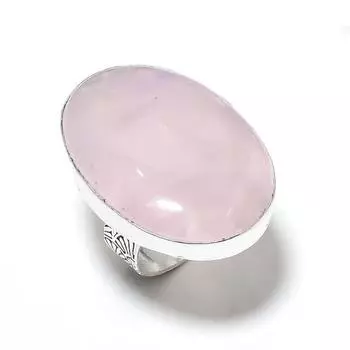 Кольцо ручной работы из стерлингового серебра 925 пробы с натуральным розовым кварцем, размер 8 n4l98