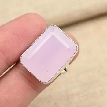 Кольцо ручной работы из стерлингового серебра 925 пробы с граненым розовым халцедоном 4 розовый