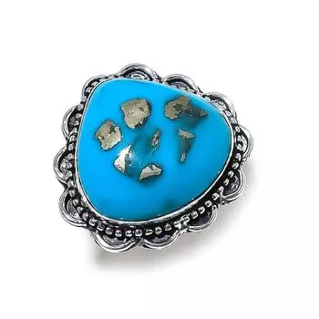 Кольцо ручной работы из стерлингового серебра 925 пробы с натуральным пиритом и бирюзой, размер 8 w2n66