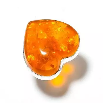 Кольцо ручной работы из стерлингового серебра 925 пробы с натуральным балтийским янтарем, размер 7 T9t07