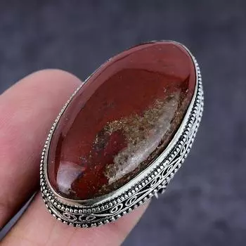 Кольцо ручной работы из стерлингового серебра 925 пробы с натуральным драгоценным камнем Red River Jasper S.7 l7M00
