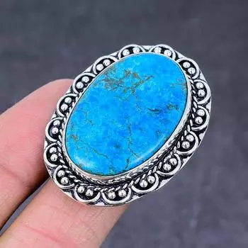 Кольцо ручной работы из стерлингового серебра 925 пробы с натуральной тибетской бирюзой, размер 7,5 z2L42