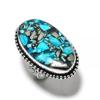 Кольцо ручной работы из стерлингового серебра 925 пробы с натуральным драгоценным камнем колючая устрица, размер 7 b3A71