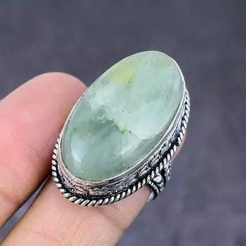 Кольцо ручной работы из стерлингового серебра 925 пробы с натуральным аквамарином, размер 8 u6i66