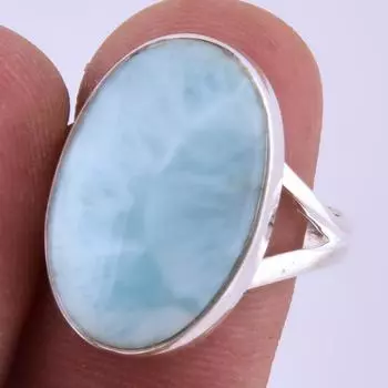 Кольцо ручной работы из стерлингового серебра 925 пробы с драгоценным камнем Natural Republic Ларимар, размер 8 дюймов t1Q12