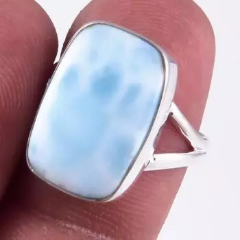 Кольцо ручной работы из стерлингового серебра 925 пробы с драгоценным камнем Natural Republic Ларимар S.6,5 дюйма Q0t77