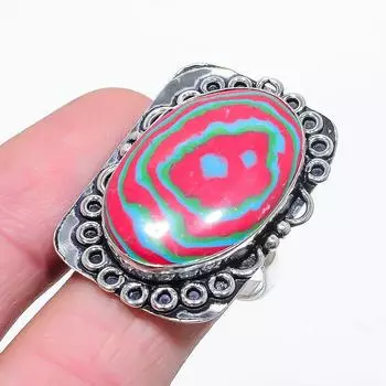 Кольцо ручной работы из стерлингового серебра 925 пробы с натуральным драгоценным камнем кальций, размер 10 J2q60