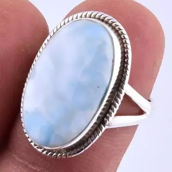 Кольцо ручной работы из стерлингового серебра 925 пробы с драгоценным камнем Natural Republic Ларимар S.6 a7m12