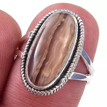 Кольцо ручной работы из стерлингового серебра 925 пробы с натуральным медовым родохрозитом S.6 D8v70