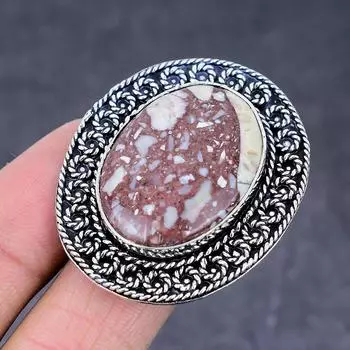 Кольцо ручной работы из стерлингового серебра 925 пробы с натуральным драгоценным камнем дикой лошади, размер 7 l1N25