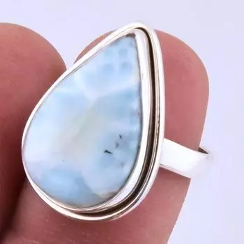 Кольцо ручной работы из стерлингового серебра 925 пробы с драгоценным камнем Natural Republic Ларимар S.7 дюймов s0o97