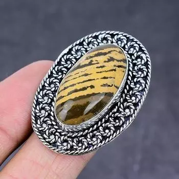 Кольцо ручной работы из стерлингового серебра 925 пробы с натуральным драгоценным камнем Gila Monster, размер 5 M4B30