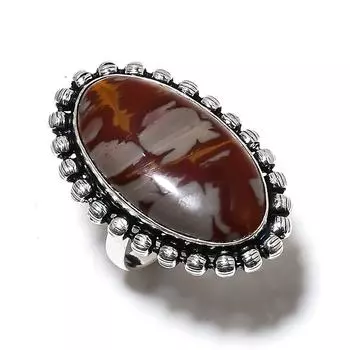 Кольцо ручной работы из стерлингового серебра 925 пробы с драгоценным камнем Noreena Jasper, размер 9 A1F26