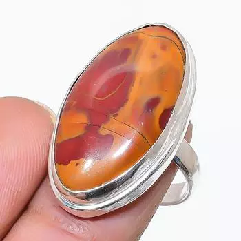 Кольцо ручной работы из стерлингового серебра 925 пробы с натуральным драгоценным камнем Норина Джаспер, размер 7 S9e30