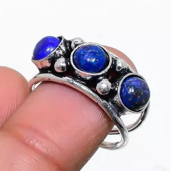 Кольцо ручной работы из стерлингового серебра 925 пробы с натуральным лазуритом, размер 7 N1d43