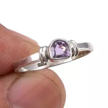 Кольцо ручной работы из стерлингового серебра 925 пробы с натуральным розовым аметистом, размер 5,5 I0G42
