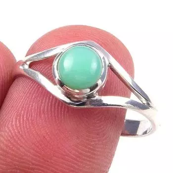 Кольцо ручной работы из стерлингового серебра 925 пробы с натуральным драгоценным камнем хризопраз S.10 e2N16
