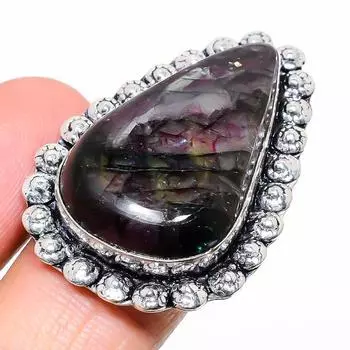 Кольцо ручной работы из стерлингового серебра 925 пробы с натуральным лабрадоритом, размер 9 s5Q27