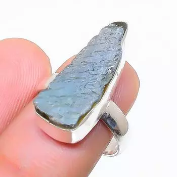 Кольцо ручной работы из стерлингового серебра 925 пробы с натуральным лабрадоритом, размер 6 M2l13