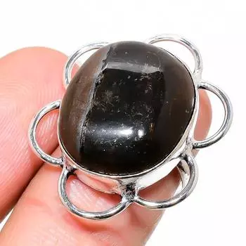 Кольцо ручной работы из стерлингового серебра 925 пробы с натуральным лабрадоритом, размер 7 W7P45