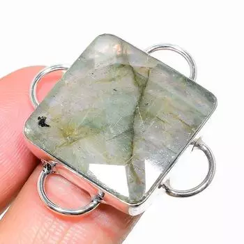 Кольцо ручной работы из стерлингового серебра 925 пробы с натуральным лабрадоритом, размер 7,5 G7Z57