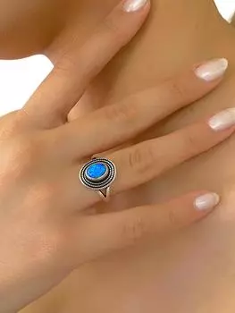 Кольцо ручной работы из стерлингового серебра 925 пробы с подлинным натуральным овальным камнем опалом