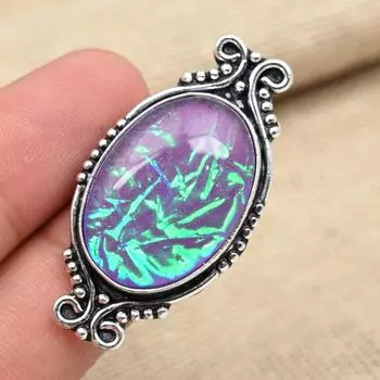 Кольцо ручной работы из стерлингового серебра 925 пробы с розовым тройным опалом. 4 фиолетовый