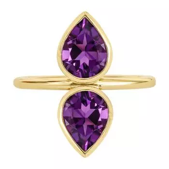 Кольцо ручной работы из желтого золота с аметистом и грушей, твердое серебро 925 пробы, кольцо с камнем, кольцо с грушей, подарок для нее 6