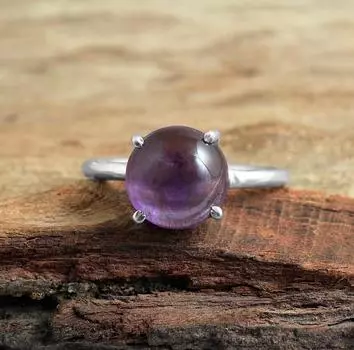Кольцо ручной работы с аметистом, стерлинговое серебро 925 пробы, ювелирные изделия с февральским камнем 5 фиолетовый