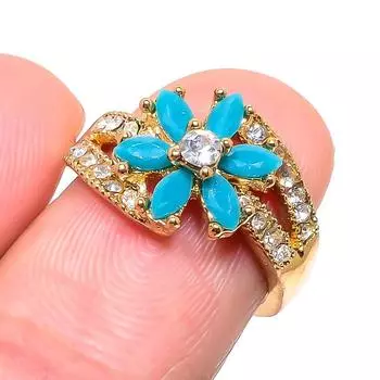 Кольцо ручной работы с ангелитом, кубическим цирконием, размер 6,5 z3d75