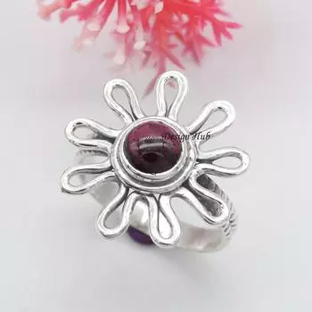 Кольцо ручной работы с драгоценным камнем граната для рождественских подарков 925 ювелирных изделий из стерлингового серебра 6 серебряный