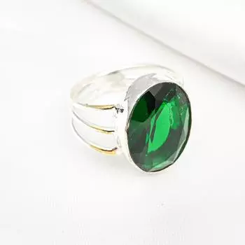 Кольцо ручной работы с драгоценным камнем хромдиопсид, кольцо из чистого серебра 925 пробы, уникальное дизайнерское ювелирное кольцо 4 зелёный