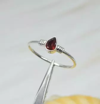 Кольцо ручной работы с гранатовым драгоценным камнем, кольцо из цельного серебра 925 пробы, кольцо ручной работы, кольцо в стиле бохо, подарок на годовщину 6
