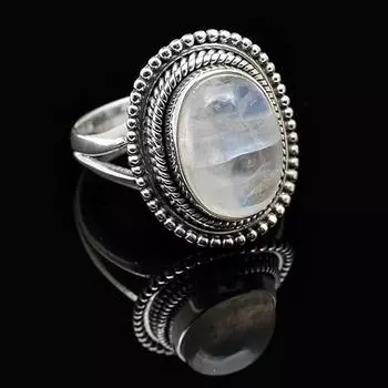 Кольцо ручной работы с лунным камнем, кольцо в стиле бохо, эффектное кольцо, женское кольцо, подарок для нее, серебряные украшения 6