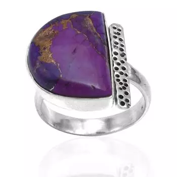 Кольцо ручной работы с натуральным фиолетовым бирюзовым драгоценным камнем из стерлингового серебра 925 пробы в форме полумесяца для женщин и девочек 5 фиолетовый