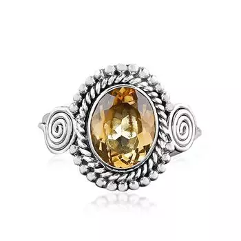Кольцо ручной работы с натуральным драгоценным камнем цитрином, кольцо из цельного серебра 925 пробы, кольцо в богемном стиле, серебряные украшения 6