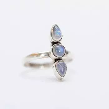 Кольцо ручной работы с радужным лунным камнем, кольцо с безелем из стерлингового серебра 925 пробы, штабелируемое кольцо, подарок для нее, подарок на День святого Валентина 6