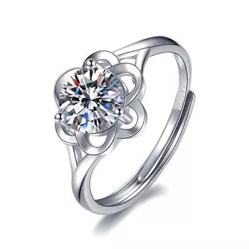 Кольцо S925 Sterling Silver Classic Princess Plum Blossom, женское, однокаратное, открытое, модное, с бриллиантами в форме гексаграммы opening adjustable