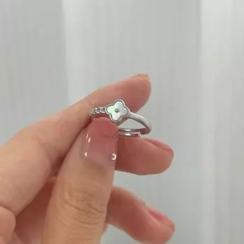Кольцо S999 из чистого серебра с четырьмя листами клевера и рябчиком, элегантное женское, милое, темпераментное, универсальное кольцо-манжета Opening is adjustable