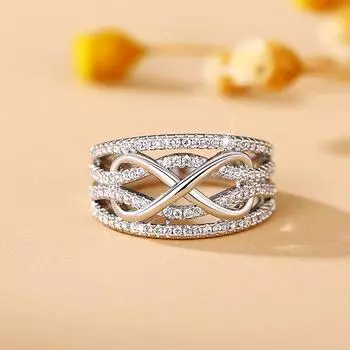 Кольцо с 8 символами для женщин, Модный полый трехмерный дизайн, Кольцо контрастной расцветки, Кольцо на указательный палец с символом «Бесконечная любовь» 5