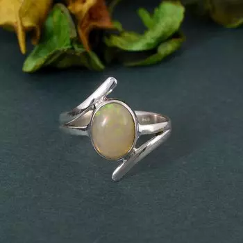 Кольцо с эфиопским опалом, Кольцо ручной работы, Штабелируемое кольцо, Массивное кольцо, Серебро 925 пробы, Серебряное кольцо, Свадебный подарок, Твердое кольцо 6