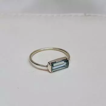 Кольцо с аквамарином, огранка «багет», камень рождения, 925 пробы, женские кольца, ювелирные изделия 5 серебряный