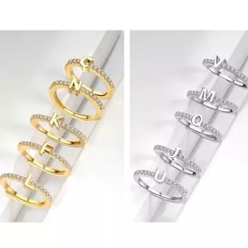 Кольцо с алфавитом 26 английских букв циркониевое кольцо с регулируемым отверстием персонализированный подарок для хороших друзей ювелирные аксессуары A белого золота