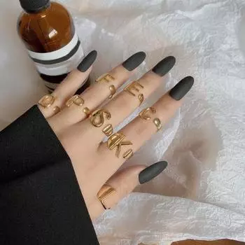 Кольцо с алфавитом, 26 английских букв, кольцо с регулируемым отверстием, золотое, полированное, легкое, из сплава, ювелирное украшение на палец для вечеринок и повседневного ношения P