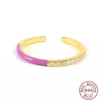 Кольцо с эмалью из стерлингового серебра S925, капля масла, открытое кольцо, модное, индивидуальное, легкое, роскошное, универсальное, простое, бриллиантовое кольцо Opening Adjustable